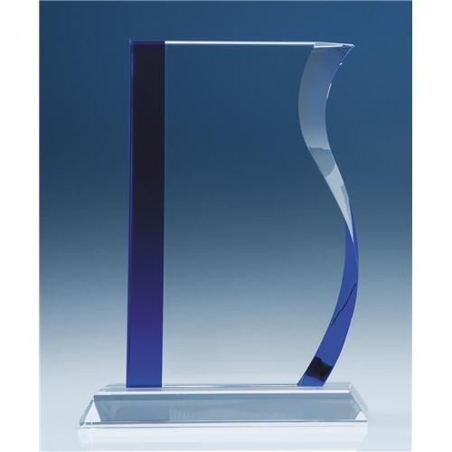 23cm Optical Crystal Blueline Wave Award