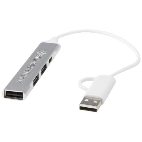 Alkaid 4-port Recycled Aluminium USB-A and Type-C Hub with Dual Input