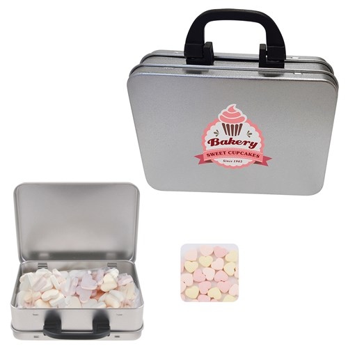 Suitcase Tin with Small Hearts