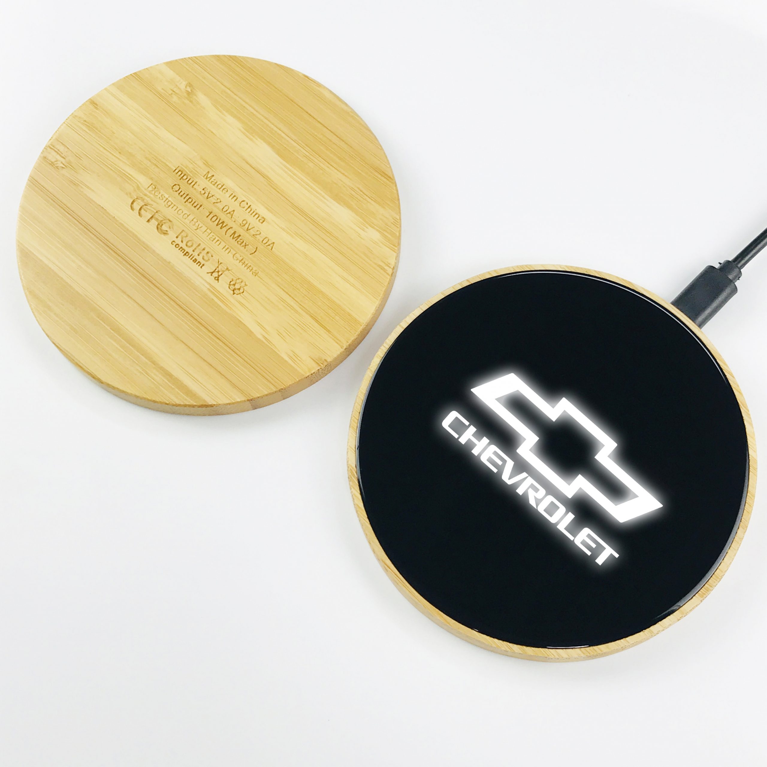 15W Bamboo Wireless Charging Pad with LED