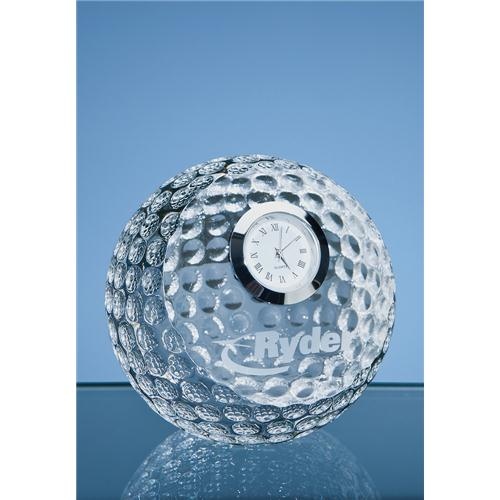 8cm Optical Crystal Golf Ball With Clock