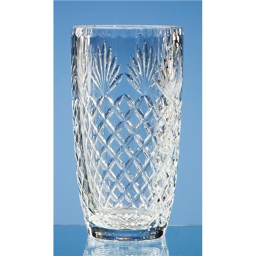 20cm Lead Crystal Panelled Barrel Vase