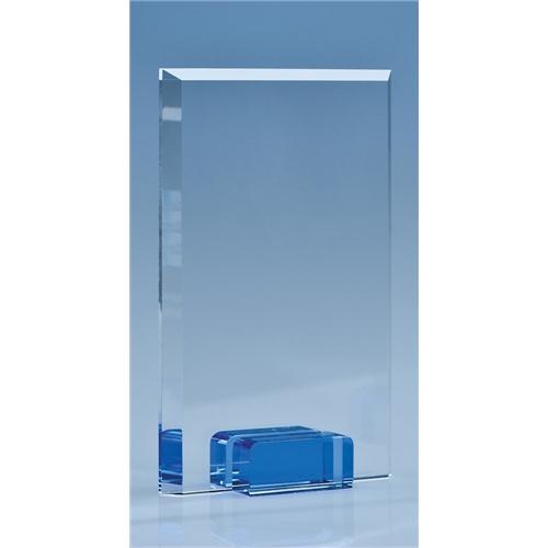 16.5cm Optical Crystal Rectangle With Sapphire Blue Base