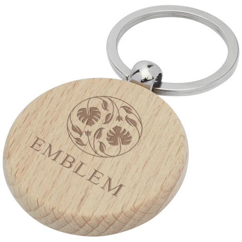 Giovanni Beech Wood Round Keychain