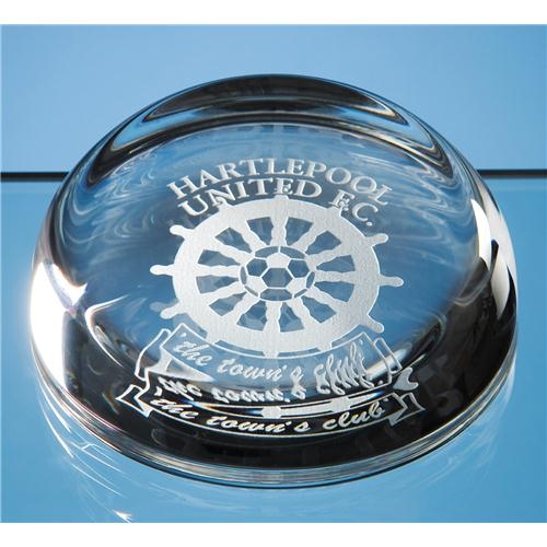 90 mm Lead Crystal Flat Top Dome Paperweight