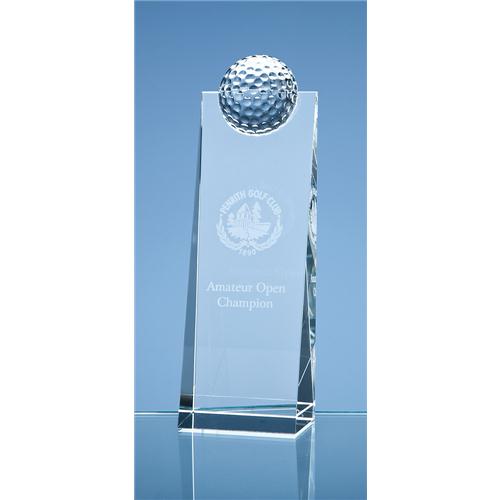 21cm Optical Crystal Golf Ball Rectangle Award