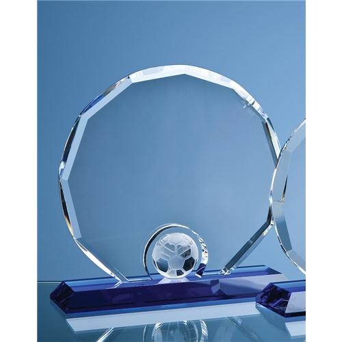 20cm Optic Decagon With Football On Blue Base