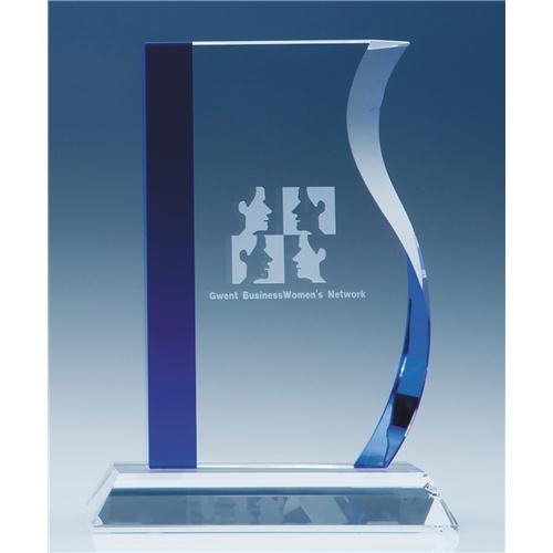 17.5cm Optical Crystal Blueline Wave Award