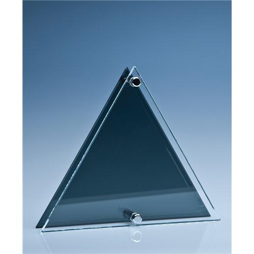 17cm Clear And Smoked Glass Triangle Plaque
