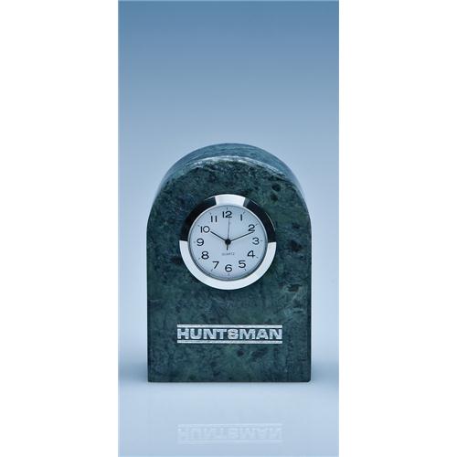8.5cm Green Marble Bevel Edge Arch Clock