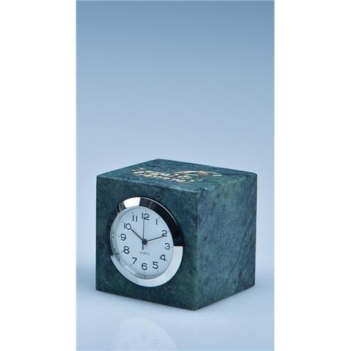 5cm Green Marble Bevel Edged Cube Clock