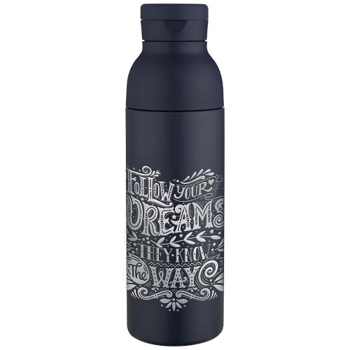 Illuminate 650 ml RCS Recycled Double Wall Stainless Steel Water Bottle with 3-piece Lid Set