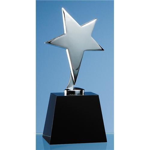 17cm Black Optic Column Award with Silver Star