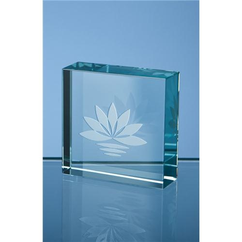 5cm Jade Glass Square Paperweight