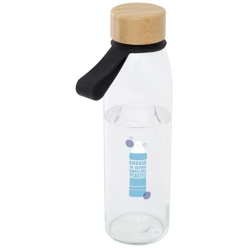 Porto 500 ml Glass Water Bottle with Silicone Handle and Bamboo Lid