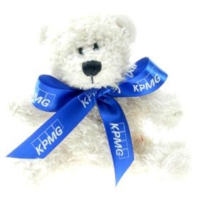 10 cm Snowy Beanie Bear with Bow